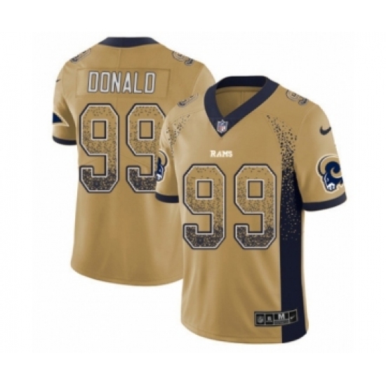 Men's Nike Los Angeles Rams 99 Aaron Donald Limited Gold Rush Drift Fashion NFL Jersey