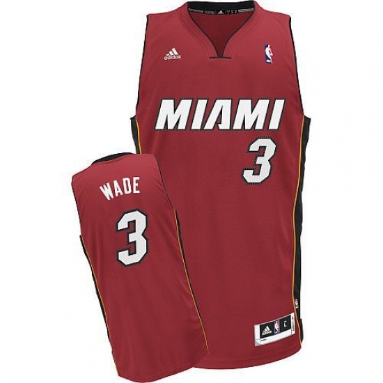 Men's Adidas Miami Heat 3 Dwyane Wade Swingman Red Alternate NBA Jersey