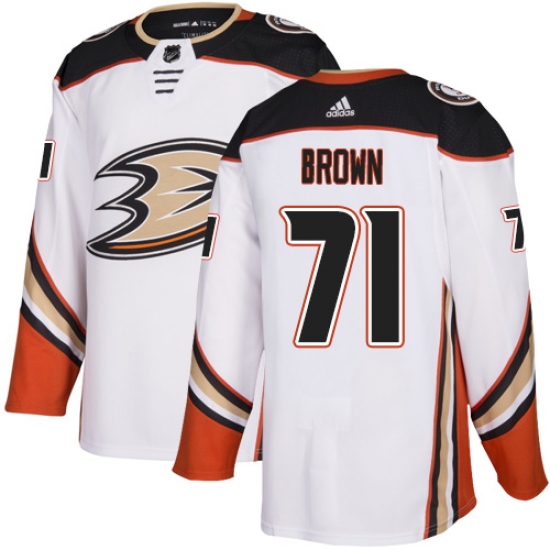 Men's Adidas Anaheim Ducks 71 J.T. Brown Authentic White Away NHL Jersey