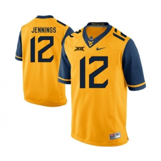 West Virginia Mountaineers 12 Gary Jennings Gold College Football Jersey