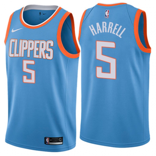 Men's Nike Los Angeles Clippers 5 Montrezl Harrell Swingman Blue NBA Jersey - City Edition