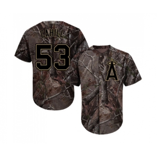 Men's Los Angeles Angels of Anaheim 53 Trevor Cahill Authentic Camo Realtree Collection Flex Base Baseball Jersey