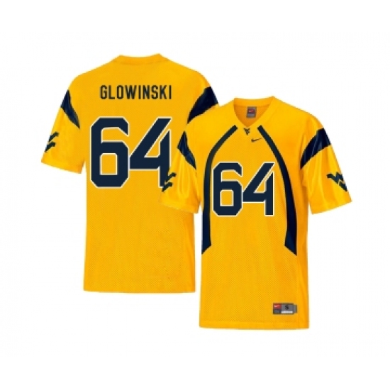 West Virginia Mountaineers 64 Mark Glowinski Gold College Football Jersey