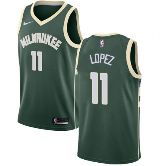 Men's Nike Milwaukee Bucks 11 Brook Lopez Swingman Green NBA Jersey - Icon Edition