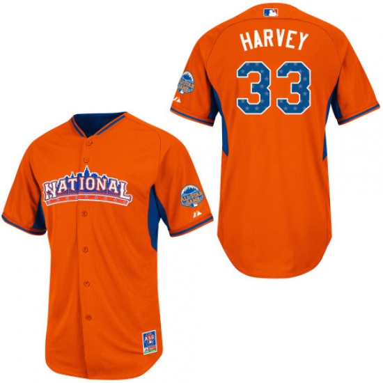 Men's Majestic New York Mets 33 Matt Harvey Authentic Orange National League 2013 All-Star BP MLB Jersey