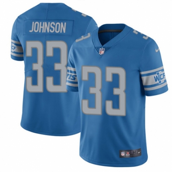 Men's Nike Detroit Lions 33 Kerryon Johnson Blue Team Color Vapor Untouchable Limited Player NFL Jersey