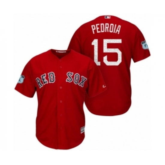 Youth Boston Red Sox Dustin Pedroia 15 2017 Spring Training Grapefruit League Patch Red Cool Base Jersey