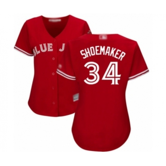 Women's Toronto Blue Jays 34 Matt Shoemaker Authentic Scarlet Alternate Baseball Player Jersey