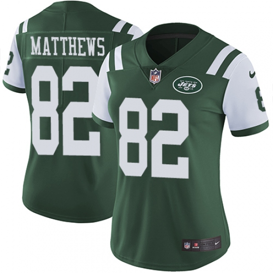 Women's Nike New York Jets 82 Rishard Matthews Green Team Color Vapor Untouchable Limited Player NFL Jersey