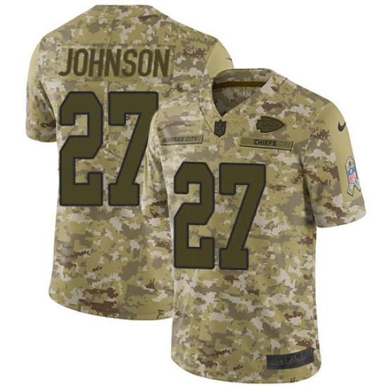 Men's Nike Kansas City Chiefs 27 Larry Johnson Limited Camo 2018 Salute to Service NFL Jersey