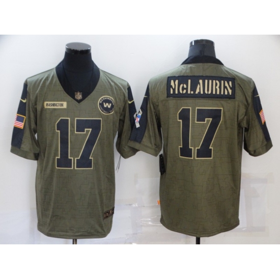 Men's Washington Redskins 17 Terry McLaurin Nike Olive 2021 Salute To Service Limited Player Jersey