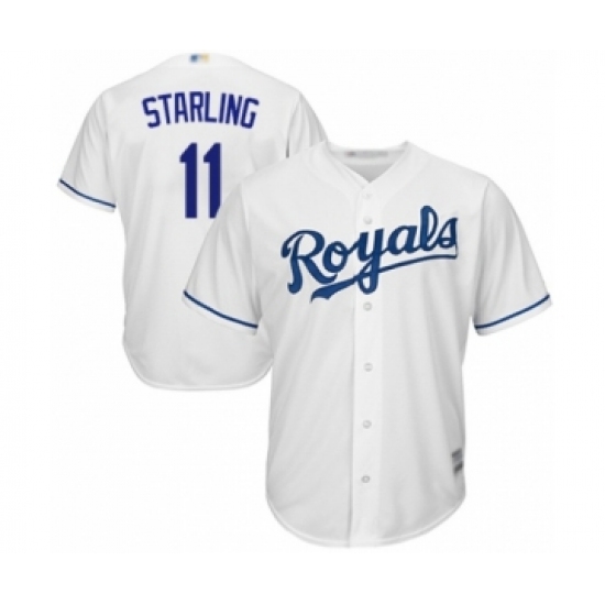 Youth Kansas City Royals 11 Bubba Starling Authentic White Home Cool Base Baseball Player Jersey