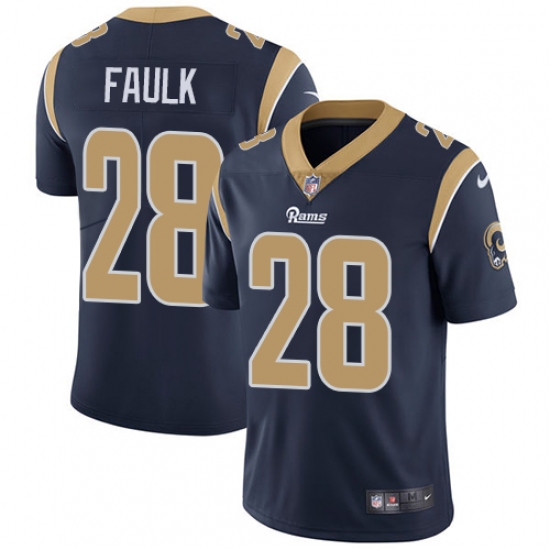 Youth Nike Los Angeles Rams 28 Marshall Faulk Navy Blue Team Color Vapor Untouchable Limited Player NFL Jersey