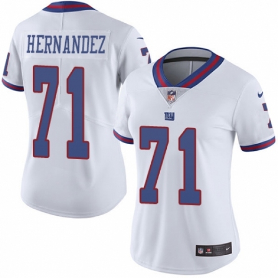 Women's Nike New York Giants 71 Will Hernandez Limited White Rush Vapor Untouchable NFL Jersey