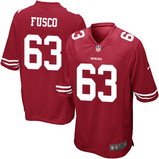 Men's Nike San Francisco 49ers 63 Brandon Fusco Game Red Team Color NFL Jersey