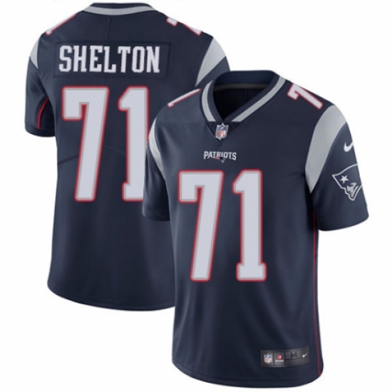 Men's Nike New England Patriots 71 Danny Shelton Navy Blue Team Color Vapor Untouchable Limited Player NFL Jersey