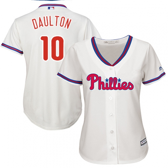 Women's Majestic Philadelphia Phillies 10 Darren Daulton Replica Cream Alternate Cool Base MLB Jersey