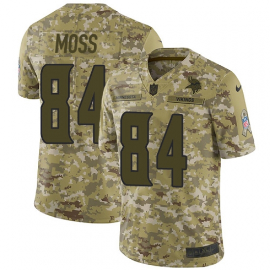 Men's Nike Minnesota Vikings 84 Randy Moss Limited Camo 2018 Salute to Service NFL Jersey