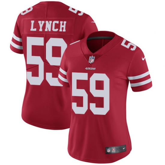 Women's Nike San Francisco 49ers 59 Aaron Lynch Red Team Color Vapor Untouchable Limited Player NFL Jersey