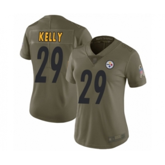 Women's Pittsburgh Steelers 29 Kam Kelly Limited Olive 2017 Salute to Service Football Jersey