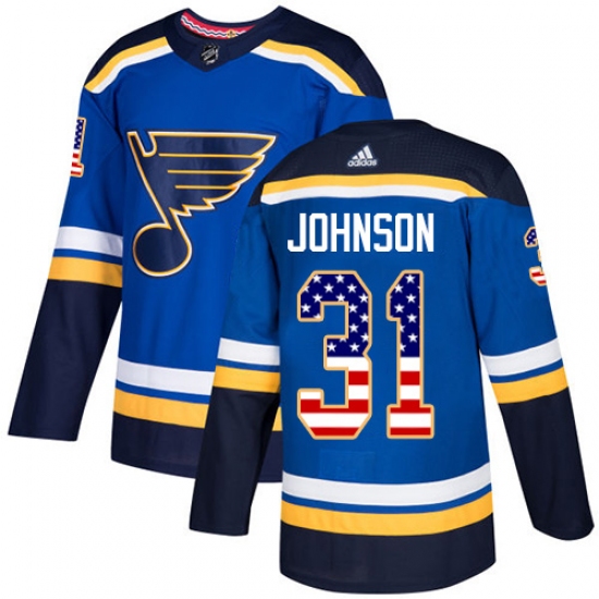 Youth Adidas St. Louis Blues 31 Chad Johnson Authentic Blue USA Flag Fashion NHL Jersey