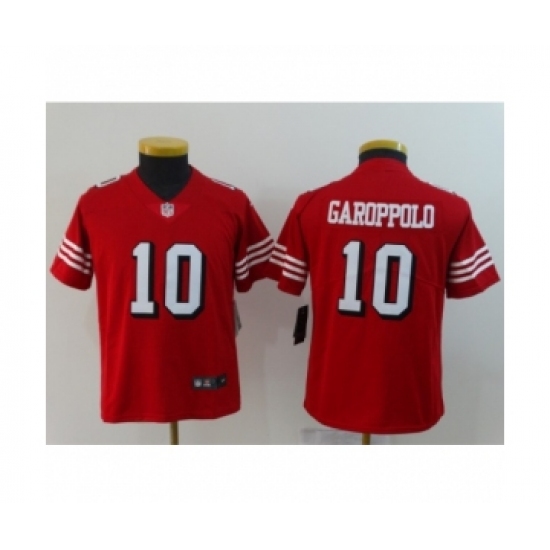 Youth San Francisco 49ers 10 Jimmy Garoppolo Limited Red Rush Vapor Untouchable Football Jerseys