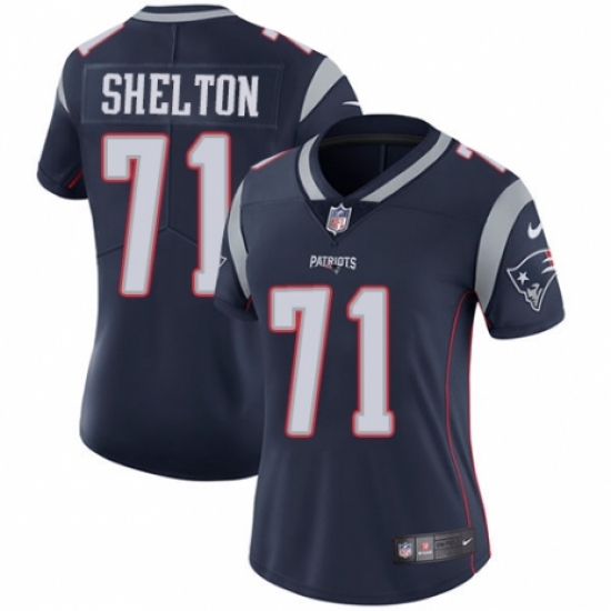 Women's Nike New England Patriots 71 Danny Shelton Navy Blue Team Color Vapor Untouchable Limited Player NFL Jersey