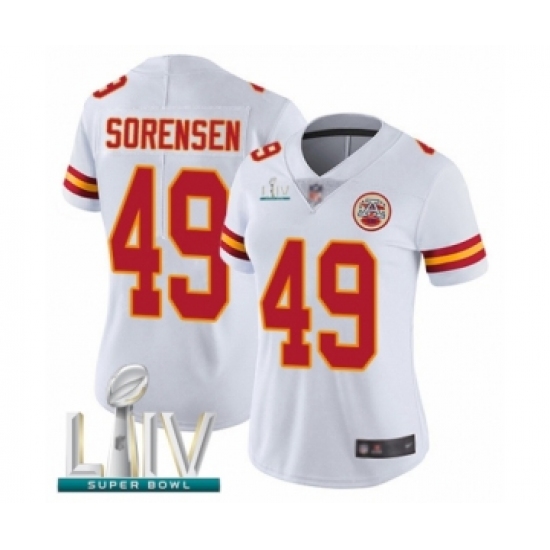 Women's Kansas City Chiefs 49 Daniel Sorensen White Vapor Untouchable Limited Player Super Bowl LIV Bound Football Jersey