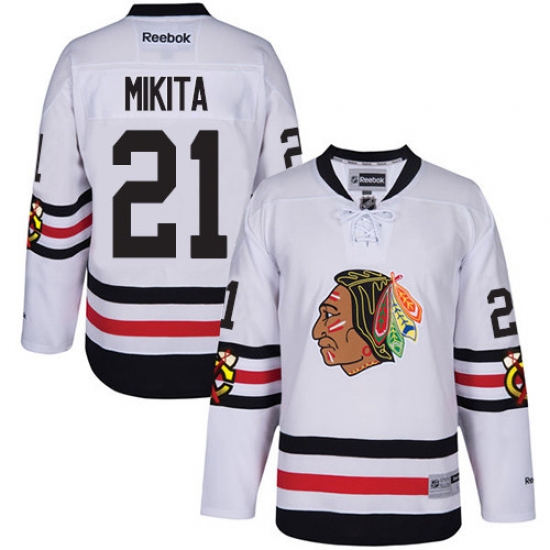 Youth Reebok Chicago Blackhawks 21 Stan Mikita Premier White 2017 Winter Classic NHL Jersey