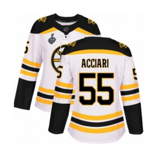 Women's Boston Bruins 55 Noel Acciari Authentic White Away 2019 Stanley Cup Final Bound Hockey Jersey