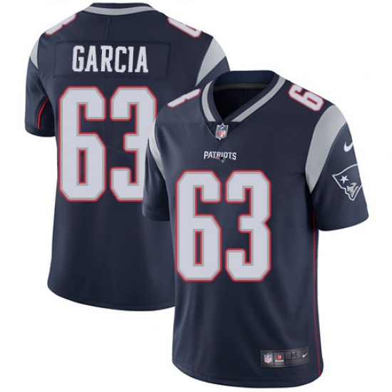 Youth Nike New England Patriots 63 Antonio Garcia Navy Blue Team Color Vapor Untouchable Limited Player NFL Jersey