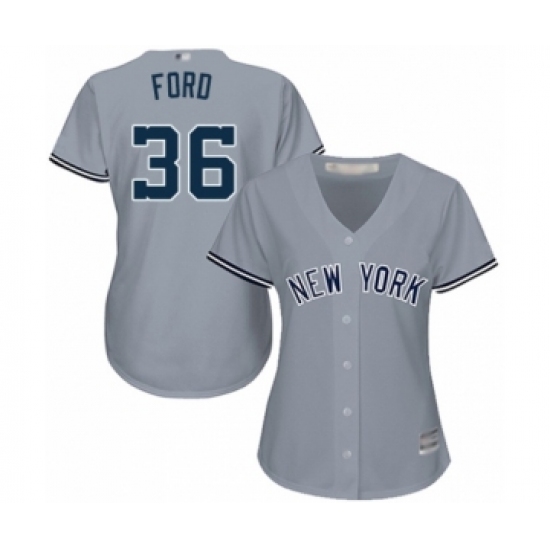 Women's New York Yankees 36 Mike Ford Authentic Grey Road Baseball Player Jersey