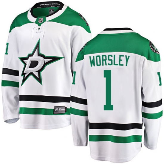 Youth Dallas Stars 1 Gump Worsley Authentic White Away Fanatics Branded Breakaway NHL Jersey