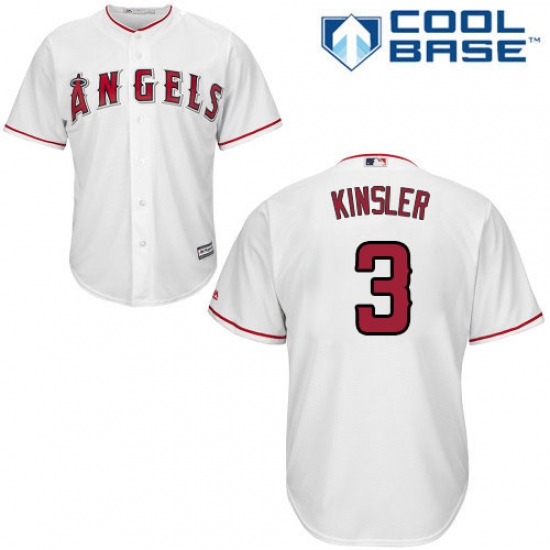 Youth Majestic Los Angeles Angels of Anaheim 3 Ian Kinsler Replica White Home Cool Base MLB Jersey
