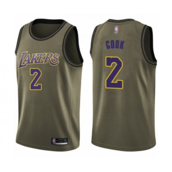 Men's Los Angeles Lakers 2 Quinn Cook Swingman Green Salute to Service Basketball Jersey
