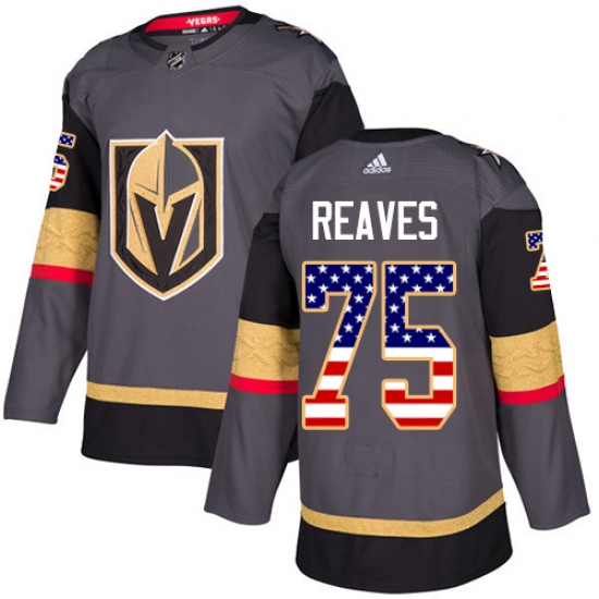 Men's Adidas Vegas Golden Knights 75 Ryan Reaves Authentic Gray USA Flag Fashion NHL Jersey