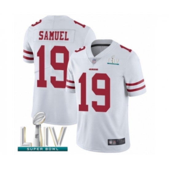 Men's San Francisco 49ers 19 Deebo Samuel White Vapor Untouchable Limited Player Super Bowl LIV Bound Football Jersey