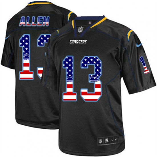 Men's Nike Los Angeles Chargers 13 Keenan Allen Elite Black USA Flag Fashion NFL Jersey