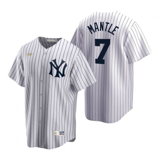 Men's Nike New York Yankees 7 Mickey Mantle White Cooperstown Collection Home Stitched Baseball Jersey