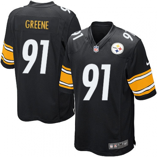 Men's Nike Pittsburgh Steelers 91 Kevin Greene Game Black Team Color NFL Jersey