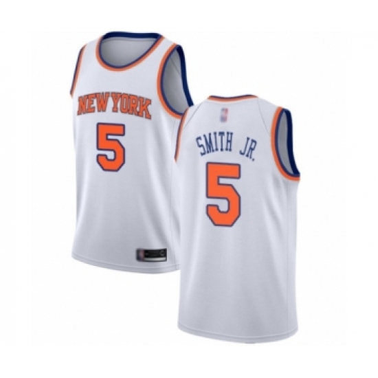 Men's New York Knicks 5 Dennis Smith Jr. Authentic White Basketball Jersey - Association Edition