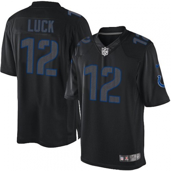 Men's Nike Indianapolis Colts 12 Andrew Luck Limited Black Impact NFL Jersey