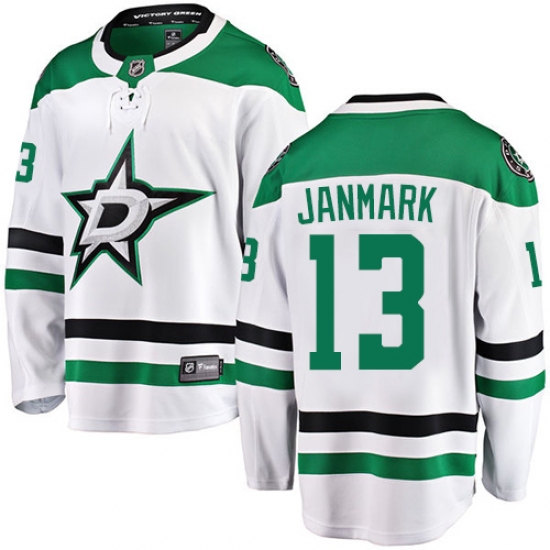 Youth Dallas Stars 13 Mattias Janmark Authentic White Away Fanatics Branded Breakaway NHL Jersey