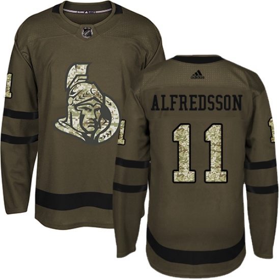 Youth Adidas Ottawa Senators 11 Daniel Alfredsson Authentic Green Salute to Service NHL Jersey