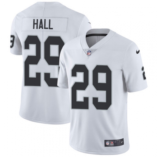 Men's Nike Oakland Raiders 29 Leon Hall White Vapor Untouchable Limited Player NFL Jersey