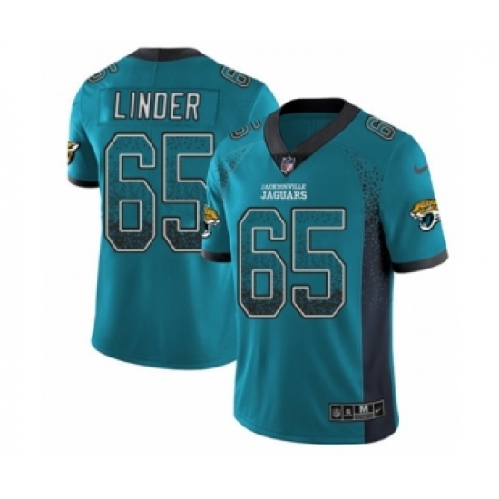 Men's Nike Jacksonville Jaguars 65 Brandon Linder Limited Teal Green Rush Drift Fashion NFL Jersey