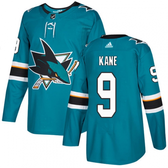 Youth Adidas San Jose Sharks 9 Evander Kane Authentic Teal Green Home NHL Jersey