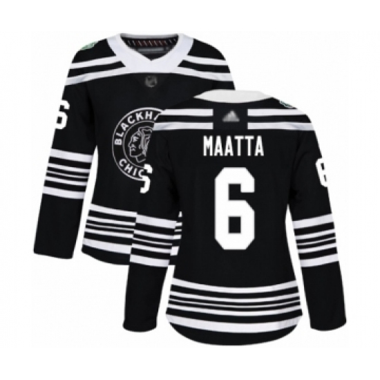 Women's Chicago Blackhawks 6 Olli Maatta Authentic Black 2019 Winter Classic Hockey Jersey