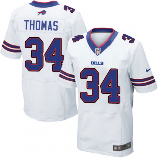 Men's Nike Buffalo Bills 34 Thurman Thomas Elite White NFL Jersey