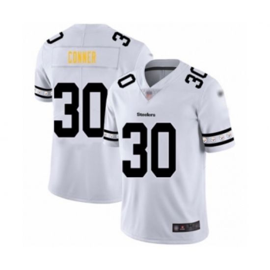 Men's Pittsburgh Steelers 30 James Conner White Team Logo Fashion Limited Player Football Jersey